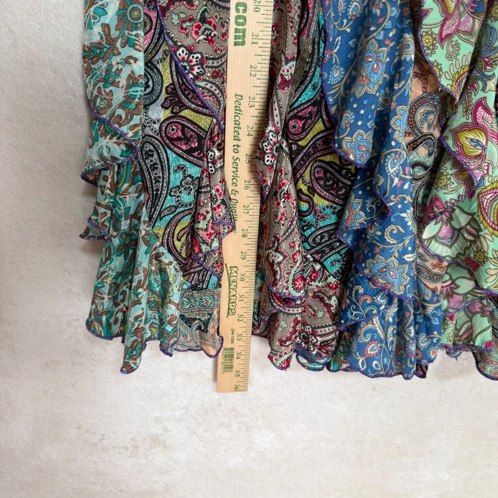 Boho Paisley Patchwork Smocked Convertible Maxi Skirt Tube Dress Blue